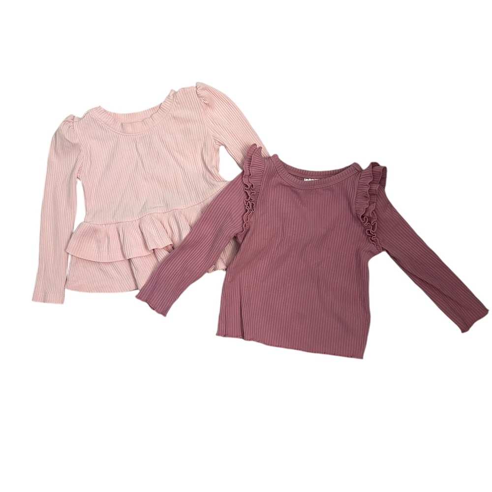 Little Sleepies Play Ribbed Tiered Peplum and Flutter Tops Size 6-12 Month Pink